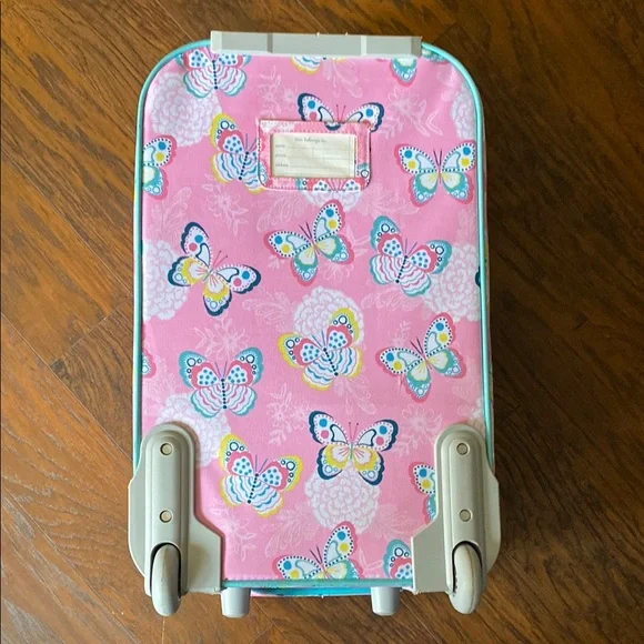 Pottery Barn Kids Pink Butterfly Rolling Suitcase